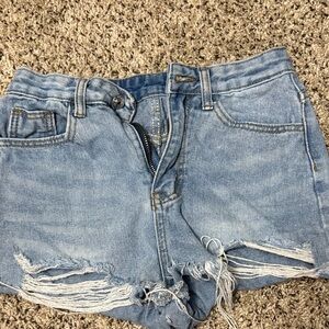 SHEIN Light Blue Distressed Jean Shorts